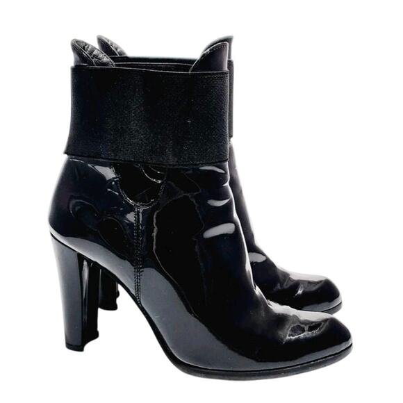 STUART WEITZMAN Black Patent Leather High Heel Ankle Boot Booties Size 5.5 M - Picture 4 of 8